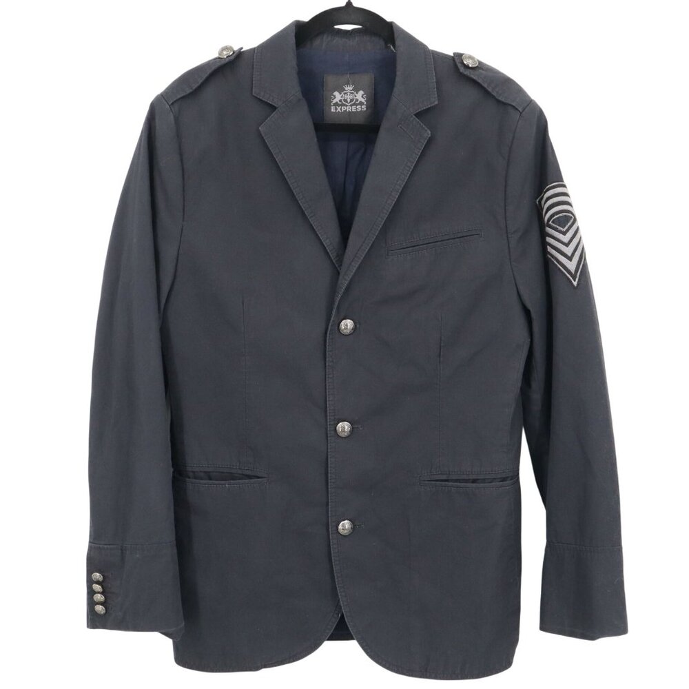 Express Blazer Mens S Navy Military Inspired‎ Dapper Professional Contemporary